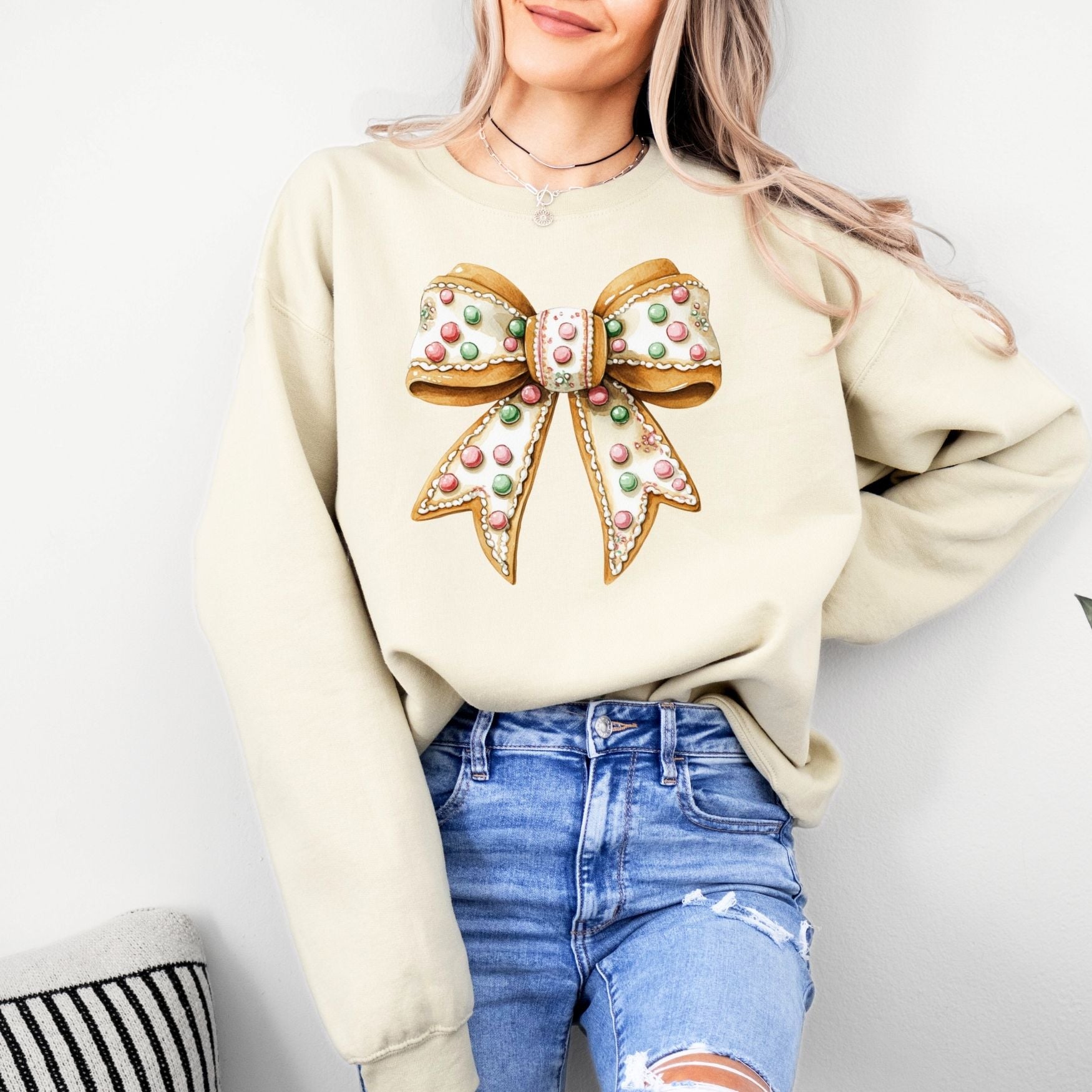 Gingerbread Bow Crewneck - Adult