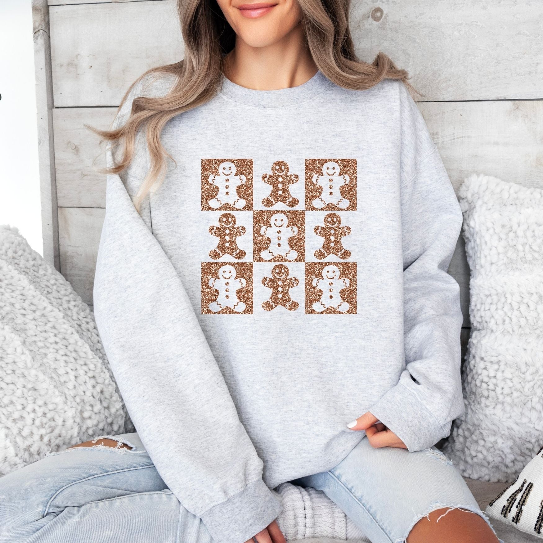 Gingerbread Grid Crewneck - Adult