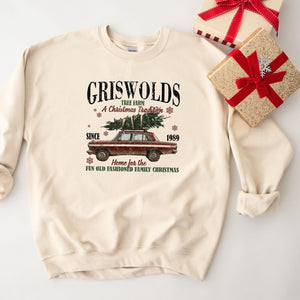 Griswolds Home for Christmas Crewneck, Womenswear Christmas Soft Printed Sweatshirt, Fuzzy Holiday Oversized Top