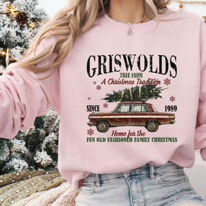 Griswolds Home for Christmas Crewneck, Womenswear Christmas Soft Printed Sweatshirt, Fuzzy Holiday Oversized Top