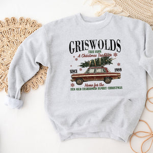 Griswolds Home for Christmas Crewneck, Womenswear Christmas Soft Printed Sweatshirt, Fuzzy Holiday Oversized Top