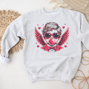 Groovy Cupid Crewneck Sweatshirt, Womenswear Valentine's Day Soft Printed Sweatshirt, Cozy Love Day Oversized Top