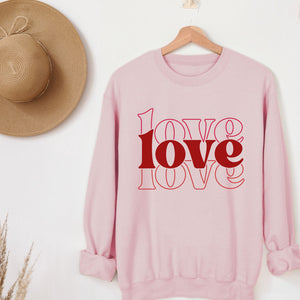 Triple Love Crewneck Sweatshirt, Womenswear Valentine's Day Soft Printed Sweatshirt, Cozy Love Day Oversized Top