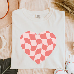 Checked Heart Tee, Valentine's Day T-Shirt, Comfort Colors Shirt