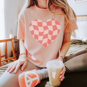 Checked Heart Tee, Valentine's Day T-Shirt, Comfort Colors Shirt