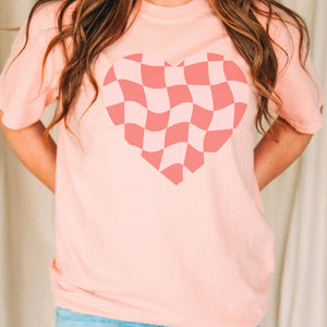 Checked Heart Tee, Valentine's Day T-Shirt, Comfort Colors Shirt