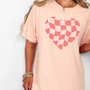 Checked Heart Tee, Valentine's Day T-Shirt, Comfort Colors Shirt