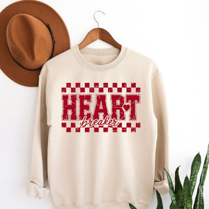 Heart Breaker Crewneck Sweatshirt, Womenswear Valentine's Day Soft Printed Sweatshirt, Cozy Love Day Oversized Top