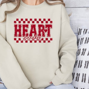 Heart Breaker Crewneck Sweatshirt, Womenswear Valentine's Day Soft Printed Sweatshirt, Cozy Love Day Oversized Top