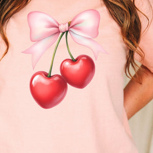 Heart Cherries Tee, Valentine's Day T-Shirt, Comfort Colors Shirt