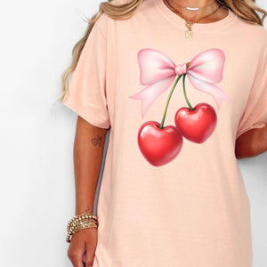 Heart Cherries Tee, Valentine's Day T-Shirt, Comfort Colors Shirt