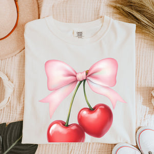 Heart Cherries Tee, Valentine's Day T-Shirt, Comfort Colors Shirt