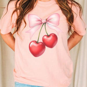 Heart Cherries Tee, Valentine's Day T-Shirt, Comfort Colors Shirt