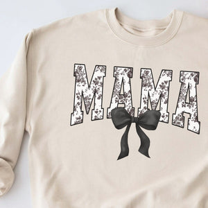 Floral Mama in Black Sweatshirt, Womenswear Soft Printed Crewneck, Booklover Trendy Cozy Oversized Top