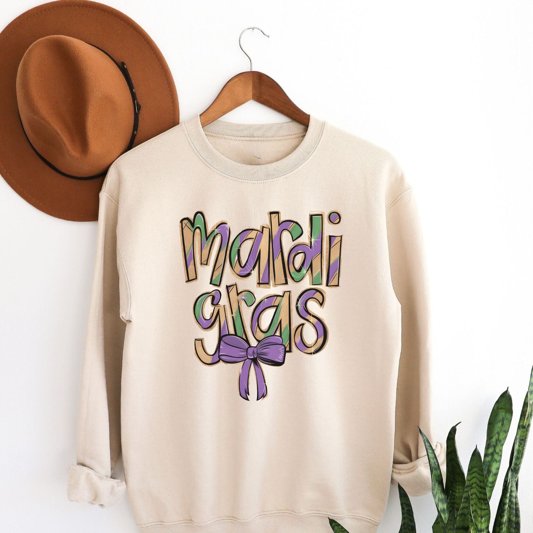 Mardi Gras Coquette Crewneck Sweatshirt