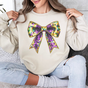 Mardi Gras Bow Crewneck Sweatshirt