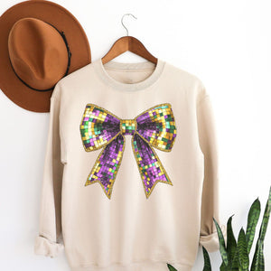 Mardi Gras Bow Crewneck Sweatshirt