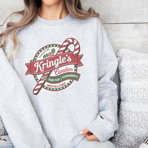 Kringle's Candies Crewneck Sweatshirt, Womenswear Christmas Soft Printed Sweatshirt, Cozy Holiday Oversized Top