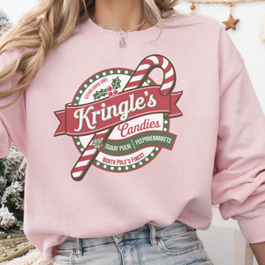 Kringle's Candies Crewneck Sweatshirt, Womenswear Christmas Soft Printed Sweatshirt, Cozy Holiday Oversized Top