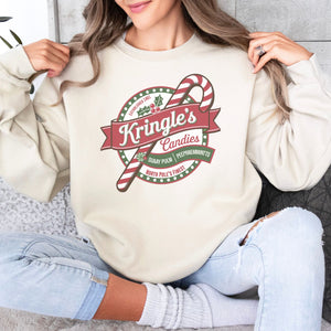 Kringle's Candies Crewneck Sweatshirt, Womenswear Christmas Soft Printed Sweatshirt, Cozy Holiday Oversized Top