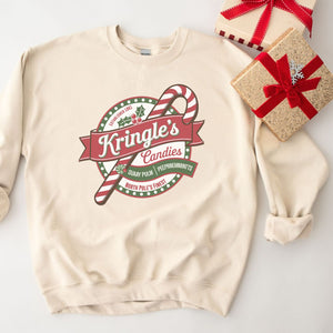 Kringle's Candies Crewneck Sweatshirt, Womenswear Christmas Soft Printed Sweatshirt, Cozy Holiday Oversized Top