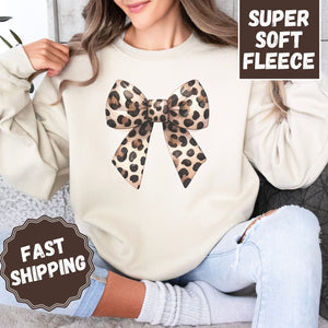 Leopard Bow Crewneck Sweatshirt