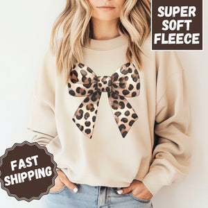 Leopard Bow Crewneck Sweatshirt