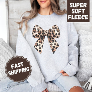 Leopard Bow Crewneck Sweatshirt