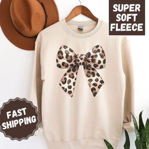 Leopard Bow Crewneck Sweatshirt