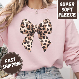 Leopard Bow Crewneck Sweatshirt