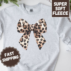 Leopard Bow Crewneck Sweatshirt