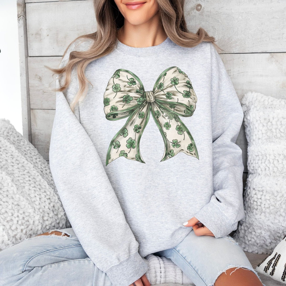 Shamrock Bow Crewneck Sweatshirt