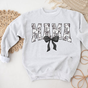 Floral Mama in Black Sweatshirt, Womenswear Soft Printed Crewneck, Booklover Trendy Cozy Oversized Top