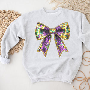 Mardi Gras Bow Crewneck Sweatshirt