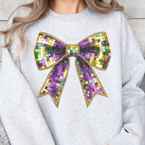 Mardi Gras Bow Crewneck Sweatshirt