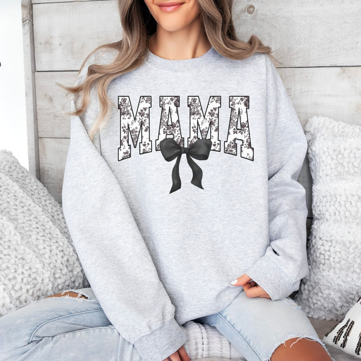Floral Mama in Black Sweatshirt