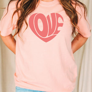 Love Heart Tee, Valentine's Day T-Shirt, Comfort Colors Shirt