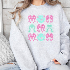 Neon New Year Crewneck Sweatshirt, Womenswear Soft Printed Sweatshirt, Cozy New Year Oversized Top