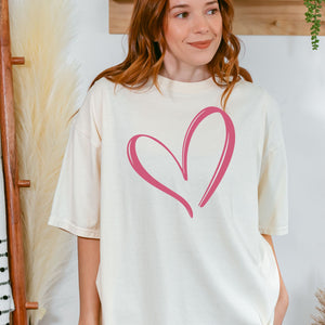 Pink Heart Tee, Valentine's Day T-Shirt, Comfort Colors Shirt