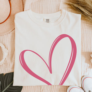 Pink Heart Tee, Valentine's Day T-Shirt, Comfort Colors Shirt