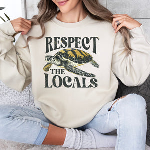 Respect the Locals Sweatshirt, Womenswear Soft Printed Crewneck, Trendy Cozy Oversized Top