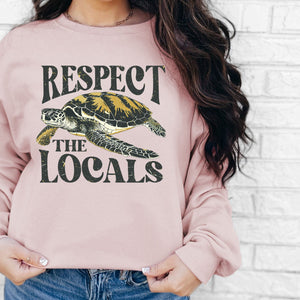 Respect the Locals Sweatshirt, Womenswear Soft Printed Crewneck, Trendy Cozy Oversized Top