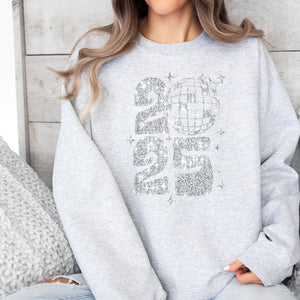 Sequin 2025 Sweatshirt, Womenswear Soft Printed Crewneck, Cozy New Year Oversized Top