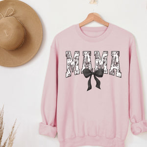 Floral Mama in Black Sweatshirt, Womenswear Soft Printed Crewneck, Booklover Trendy Cozy Oversized Top