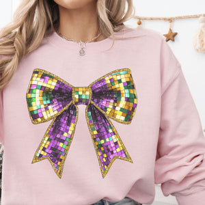 Mardi Gras Bow Crewneck Sweatshirt