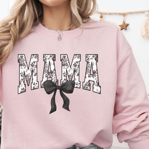 Floral Mama in Black Sweatshirt, Womenswear Soft Printed Crewneck, Booklover Trendy Cozy Oversized Top