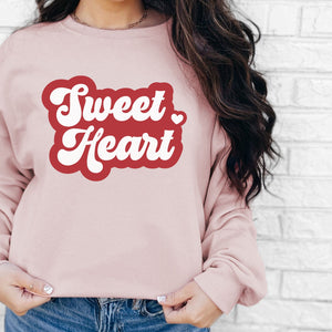 Sweet Heart Crewneck Sweatshirt, Womenswear Valentine's Day Soft Printed Sweatshirt, Cozy Love Day Oversized Top