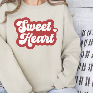 Sweet Heart Crewneck Sweatshirt, Womenswear Valentine's Day Soft Printed Sweatshirt, Cozy Love Day Oversized Top