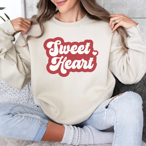 Sweet Heart Crewneck Sweatshirt, Womenswear Valentine's Day Soft Printed Sweatshirt, Cozy Love Day Oversized Top