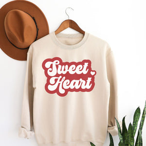 Sweet Heart Crewneck Sweatshirt, Womenswear Valentine's Day Soft Printed Sweatshirt, Cozy Love Day Oversized Top